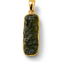 Pendentif artisanal en argent sterling plaqué or pour femme, avec gemme brute de Moldavite HA Gems, style minimaliste, idéal pour un anniversaire