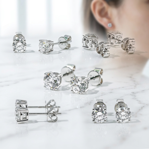 Bijoux IGI certifiés, couleur blanche DE, bijoux de fiançailles classiques pour femmes, boucles d'oreilles en or blanc 10 carats, diamants de laboratoire 0,5 ct - Product Image 1