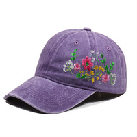 Casquette de baseball vintage brodée de fleurs, en coton lavé, réglable, à motif floral, pour homme et femme