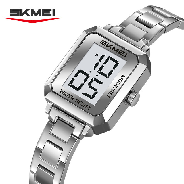 SKMEI 2581 Retro Square Elegant Lady's Digital Watch Small Dial Multifunction Chic Trendy Electronic Clock Gift