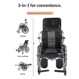 Fauteuil roulant léger et portable avec dossier hydraulique entièrement inclinable et garantie à vie <span class=keywords><strong>pour</strong></span> personnes âgées et handicapées - Product Image 4