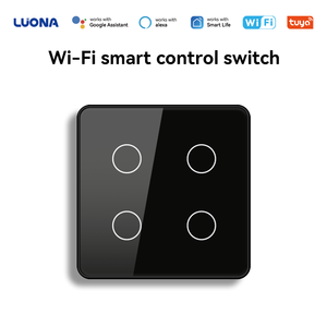 Interruptor Inteligente <span class=keywords><strong>de</strong></span> Pared con Marco <span class=keywords><strong>de</strong></span> Plástico y Cristal Templado, 1/2/3/4 Botones, WiFi, Zigbee, Táctil, Compatible con Alexa y <span class=keywords><strong>Google</strong></span> Home, Módulo para Hogar Inteligente - Product Image 1