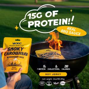 Échantillon gratuit de viande séchée végétalienne BBQ à la <span class=keywords><strong>moutarde</strong></span> de la Caroline sucrée et fumée, 3oz | Collation à base de plantes riche en protéines, faible en gras et <span class=keywords><strong>sans</strong></span> <span class=keywords><strong>gluten</strong></span> - Product Image 3