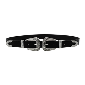 Ceinture en cuir véritable Angelina 3cm 100cm à double boucle style western accessoire décontracté - Product Image 1