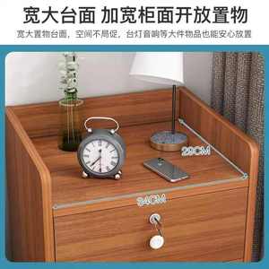 Modern Minimalist <strong>White</strong> Wooden Nightstand with Lock, Double Drawer Bedside <strong>Table</strong> for Bedroom Hotel <strong>Small</strong> Spaces - Product Image 4