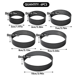 6 pièces de moules à pâtisserie écologiques en acier inoxydable, antiadhésifs, ronds, pour tartes aux fruits, moules à mousse, différentes tailles - Product Image 2
