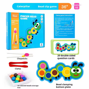 Jeu de <span class=keywords><strong>peinture</strong></span> et de jeu de société 2 en 1 pour enfants, jeu de perles à clipser en bois, jeu de reconnaissance des couleurs, jeu de perles à pince pour enfants - Product Image 4