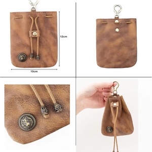 Men's Leather Drawstring Coin <b>Purse</b> Wallet Women's Change <b>Purse</b> with Credit Card Holder Costume Props - Product Image 4