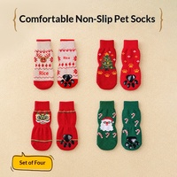 Chaussettes personnalisées en coton pour chien avec semelles antidérapantes adhésives unilatérales, protège-pattes pour animaux de compagnie, motifs de dessins animés pour les fêtes de Noël