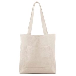 Large Capacity Striped Letter Pattern Canvas Cotton Shoulder Tote <b>Bag</b> with Pocket Custom Reusable Eco Long Handle Customizable - Product Image 1