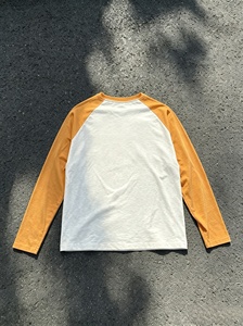 JME Oversized Fit Long Sleeve <b>Raglan</b> T-Shirt Men's White Orange Contrast Cotton Jersey Casual Street Style O-Neck <b>Top</b> - Product Image 2