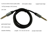 Câble audio HiFi plaqué or OFC mono 6,35 mm à 6,35 mm (1/4 pouce) noir TS pour amplificateur, mixeur, haut-parleur