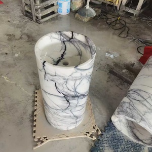 Évier en marbre <span class=keywords><strong>blanc</strong></span> Milas Lilac de luxe sur mesure |   Design côtelé unique pour la salle de bain - Product Image 6