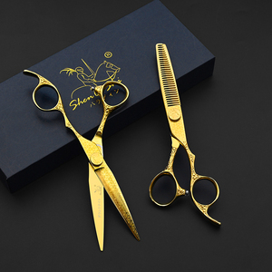 SHENQISHI <span class=keywords><strong>Ciseaux</strong></span> à Cheveux Dorés en Acier VG10 Professionnels Salon 6.0" 6.5" <span class=keywords><strong>Ciseaux</strong></span> à Effiler à Lame Texturée Premium - Product Image 1