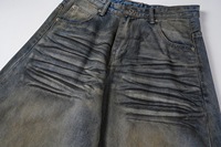 Jeans Baggy surdimensionnés à braguette zippée, 13,5 oz, en denim délavé de haute qualité, personnalisables, pour homme