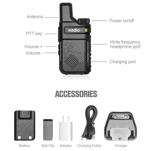 IRADIO V2 mini cầm tay Walkie Talkie UHF <span class=keywords><strong>PMR</strong></span> <span class=keywords><strong>446</strong></span> thu phát vô tuyến di động với ăng ten bên trong chức năng SOS-cho trẻ em - Product Image 6