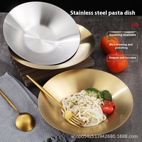 Assiette creuse commerciale en acier inoxydable de style coréen ensemble de design moderne servant des légumes fruits nouilles mélangées ramen logo personnalisé