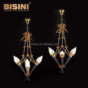 Di lusso Imperiale Antico Placcato In <span class=keywords><strong>Oro</strong></span> A Due Livelli Floreale di Disegno Del Bronzo Lampadario con Glassato Alabastro <span class=keywords><strong>Paralume</strong></span> - Product Image 6