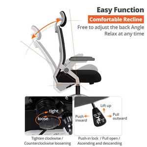 Ergonomisch Gestroomlijnd Met Nekkussen Wit Zwart Verwijderbare Bureaustoel - Product Image 5