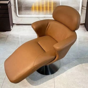 Fauteuil de Barbier Ergonomique Crème avec Repose-Pieds, Pivotant à 360 Degrés, Relevable Hydrauliquement, en Cuir PU - Product Image 2