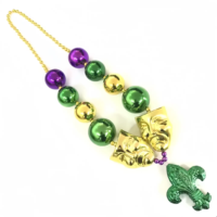 Collier de perles géantes Mardi Gras en gros, très demandé, avec masque et fléchettes de saints pour les célébrations de carnaval