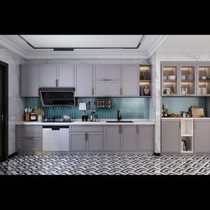 Prix d'usine, armoires de cuisine grises de haute qualité, design moderne de meubles de cuisine modulaires laqués, armoire de cuisine en bois - Product Image 1