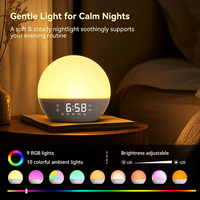 Réveil électronique en tissu avec lumière de réveil et alarme, lumière intelligente effet lever de soleil avec bruit blanc pour le sommeil