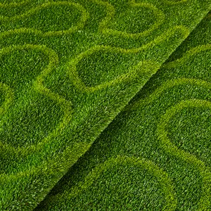 3D Grass Popular Pattern Garden Outdoor Carpet Print Artificial Grass Lawn Rectangular Patchwork Custom Logo Synthetic Turf