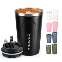 Mug à café isotherme à double paroi en acier inoxydable 304 avec couvercle, personnalisable avec logo, 380 ml, 510 ml, pour le voyage et le bureau