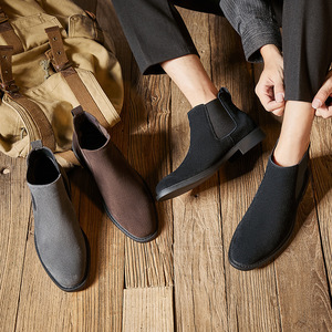 Botas de cuero genuino de caña alta para hombre 2026, de ante, estilo medio caña, modernas y versátiles - Product Image 4