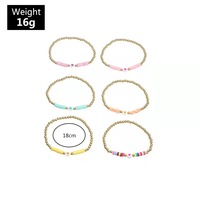 Bracelet de perles d'argile colorées faites à la main pour femmes et filles en couches d'or Heishi Surfer Strand Fashion Wrap Bracelets