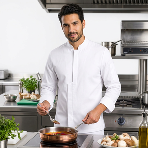 Uniforme de Alta Gama para Restaurantes, Chaqueta de Chef 100% Algodón, Manga Larga, Unisex, para Restaurantes y Hoteles, Servicio OEM - Product Image 1