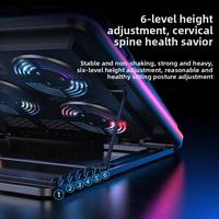 Refroidisseur d'ordinateur portable de jeu ultra fin en métal avec éclairage RVB, support de refroidissement d'ordinateur portable pliable à refroidissement par air avec 5 ventilateurs jusqu'à 17 pouces