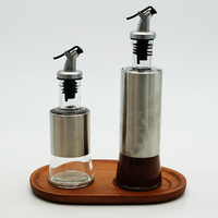 Ensemble distributeur d'huile et de vinaigre en acier inoxydable avec verre verseur Bouteilles en verre d'huile d'olive de qualité supérieure incluses