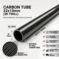 Tube en fibre de carbone haute résistance 22 mm DE 19 mm DI 7/8'' enroulé en spirale 3K pour guidon de moto et applications robotiques