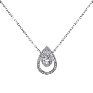 Collar con Colgante de Plata de Ley 925 Dylam, Chapado en Rodio, Forma de Gota de Agua, Hueco, con Circonita Cúbica 5A, para Mujer - Product Image 1