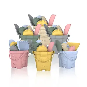 EBPA 무료 휴대용 실리콘 모래 양동이 장난감 맞춤형 실리콘 비치 장난감 실리콘 양동이 통 및 스페이드 세트
