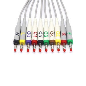 Câble ECG compatible <span class=keywords><strong>Mortara</strong></span> 9293-021-51 à 10 fils, fils d'électrocardiogramme réutilisables de type banane conformes à la norme IEC - Product Image 4