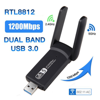 Drop Shipping Dongle Mini Bluetooth Dual Band 1300Mbps 2.4/5Ghz, Adaptor WiFi USB untuk PC/Laptop/Desktop, Penerima Eksternal