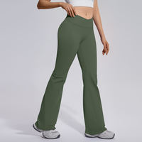 Celana Yoga Fitness Wanita High Waisted Peach Buttock Flared Pants dengan Logo Custom, Cepat Kering, Kaki Lebar
