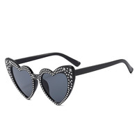 Lunettes de soleil style bling cristal multicolore été fête décoration nuances protection UV400 belle couleur rose en forme de coeur femmes