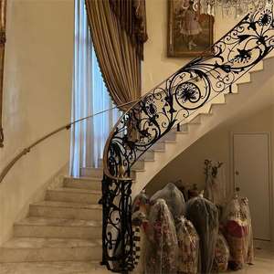 Barandilla de escalera francesa para terraza al aire libre, rieles de valla de hierro forjado, acero inoxidable, aluminio, piedra de <span class=keywords><strong>madera</strong></span>, balcón, cubierta DIY - Product Image 1