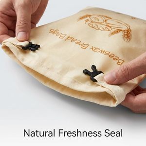 ถุงเก็บขนมปังทำจากผ้าฝ้ายเคลือบขี้ผึ้ง XL สำหรับขนมปังโฮมเมด ซาวโดว์ ถุงเคลือบขี้ผึ้งธรรมชาติแบบใช้ซ้ำได้สำหรับขนมปังสด - Product Image 5