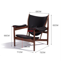 Chaise de salle à manger ergonomique en bois massif Master Chief avec dossier pour salon, balcon, petite maison - Design moderne et décontracté