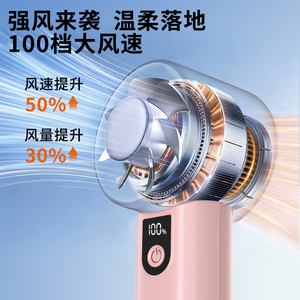 Ventilador de Mano Portátil Recargable de Alta Velocidad con Pantalla Digital, 3000mAh, 100 Velocidades, Ventilador Personal para Camping y Viajes - Product Image 3