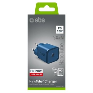 Cargador USB Tipo-C NANOTUBE 20W con entrega de energía Azul TETRGAN1C20B - Product Image 2