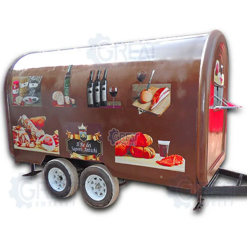 Originele Straatverkoper Kar Hand Duw Decoratieve Fietsband Ziekenhuis Foodtruck Aanhanger Voedsel Stand