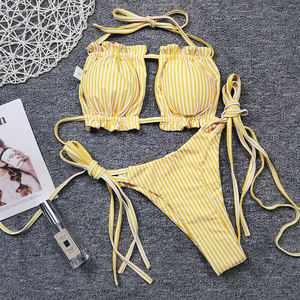 Nueva llegada <span class=keywords><strong>Bikini</strong></span> Bandeau con rayas y estampado de Paisley Técnica de ganchillo hecha a mano Bokong colombiano sexy-Personalizado o al por mayor - Product Image 2