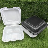 Contenants alimentaires 9X9 MFPP Contenant à charnières jetable en plastique Boîtes à emporter Restaurant