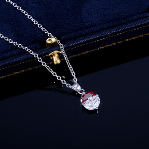 Collana con ciondolo a forma di palla bianca e rossa della serie Elf, grazioso gioiello a catena corta con cartoni animati per donna - Product Image 4